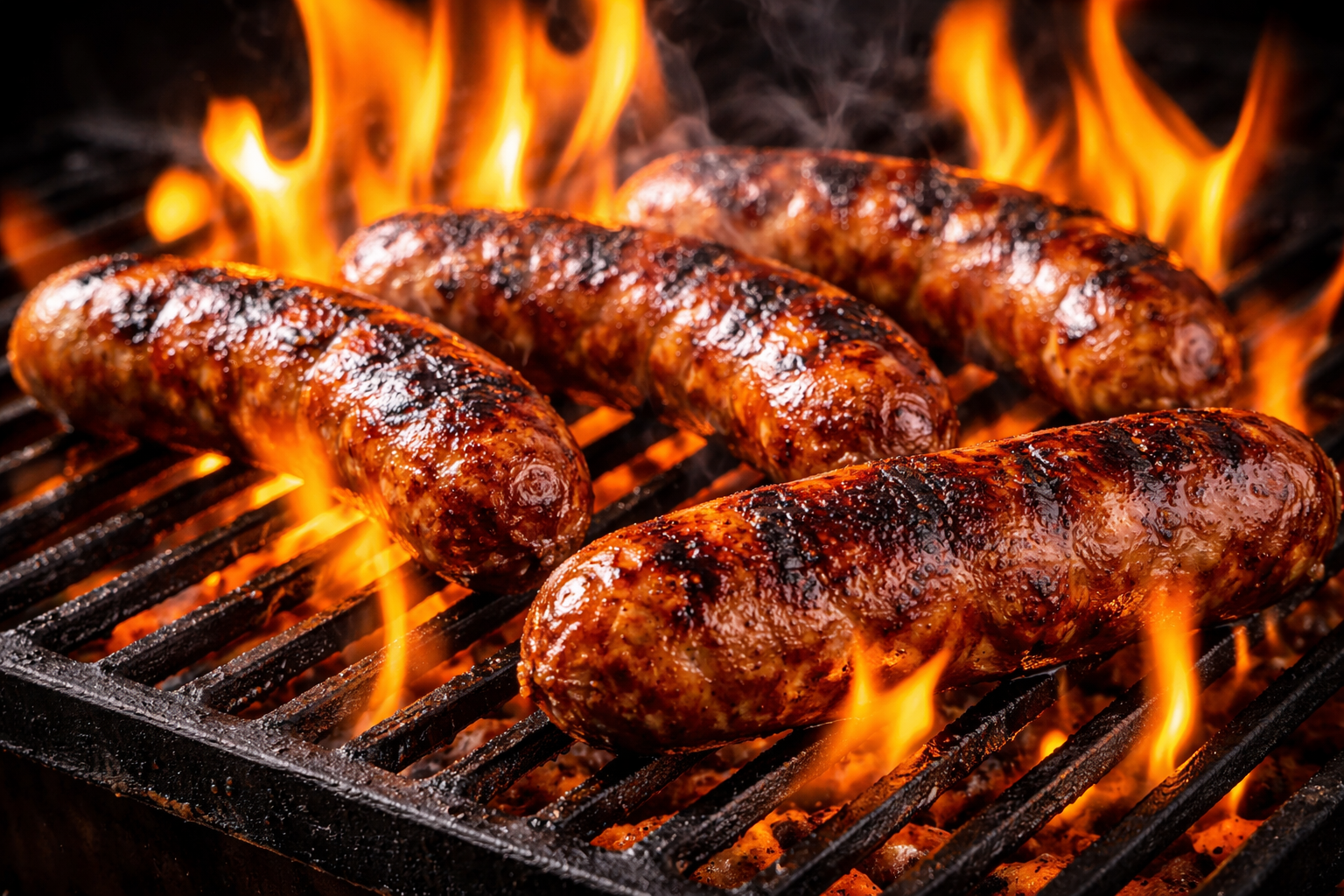 Chorizos al fuego en camping